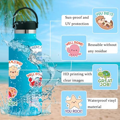 200PCS Holographic Animal Reward Stickers for Kids, Cute Inspirational Affirmation Stickers with Motivational Quotes for Water Bottles Laptops Journals, Teacher Reward Sticker for Classroom Students - style: 200 PCS Holographic Animal Inspirational Sticke