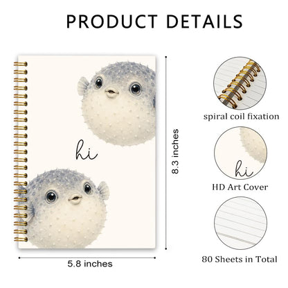 Cute Animal Puffer Fish Spiral Journal Notebook Gift for Women Girls - color: Pufferfish