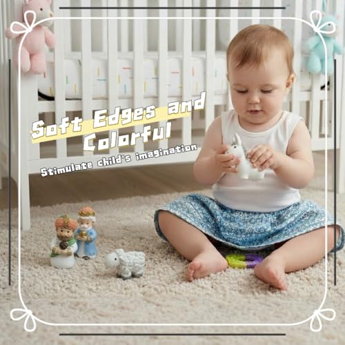 Nativity Set with LED Lights - 12Pcs Nativity Story Set with Little Figures