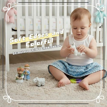 Nativity Set with LED Lights - 12Pcs Nativity Story Set with Little Figures