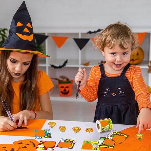 Haooryx Pumpkin Religious Sticker Roll, 300Pcs Make A Halloween Pumpkin Face - style: Religious Halloween pumpkin 1Roll