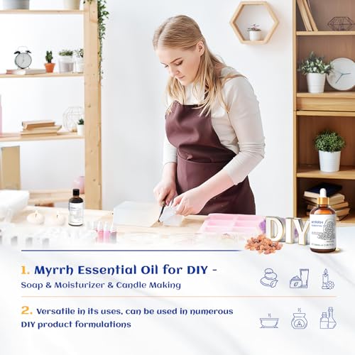 HIQILI Myrrh Essential Oil for Skin, DIY Candle & Diffuser - size: 3.38 Fl Oz (Pack of 1)