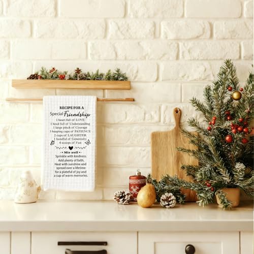 Friendship Gifts for Women Kitchen Towels, Recipe for a Special Friendship Decorative Hand Tea Towels for Bathroom, Best Friend Bestie BFF Gifts for Women Dish Towel Dishcloth, 16x24 Inch - color: Friendship Gifts