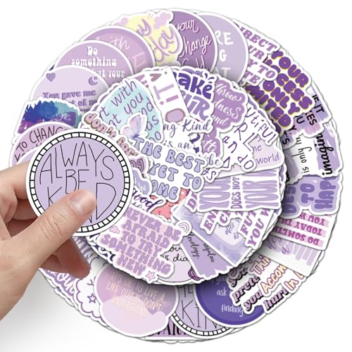 50PCS Purple Motivational Stickers, Inspirational Positive Affirmation Vinyl Decals, Waterproof Aesthetic Quote Stickers for Water Bottle, Laptop, Scrapbook, Skateboard, Luggage, Journal, Teens Girls, - color: Purple Motivational Stickers-3