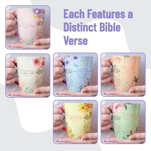 BTaT- Christian Coffee Cups, Set of 6, 12 oz, Bible Verse Mugs, Christian Mugs, Scripture Coffee Cups - size: 6 Count (Pack of 1)