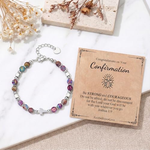 Cross Bracelet for Women Girls, Christian Gifts for Daughter Granddaughter Sister In Christ Friend Niece, Baptism Confirmation First Communion Gifts for Girls - color: Confirmation