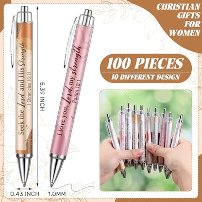 Ctosree 100 Pcs Bible Verse Ballpoint Pens Bulk Christian Gift for Women Easter Gifts Inspirational Scripture Pens Novelty Boho Scripture Black Ink Religious Gift for School Office Church Supplies