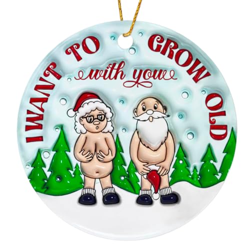 Couples Christmas Ornament, Unique Funny Christmas Ornaments, Couples Gifts - color: Old Couple