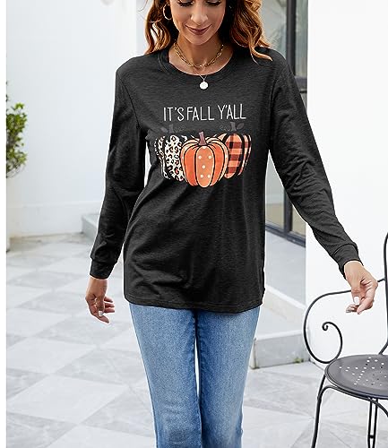 Womens Pumpkin Graphic Sweatshirts Crewneck Casual Fall Long Sleeve Tops - color: Black, size: Small