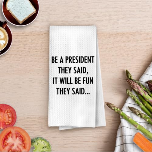 Funny Political Kitchen Towels - Political Gifts Decorative Waffle Dish Towels, Funny Hand Towel, House Warming Gifts Tea Towel, 16x24 Inches - color: Presodent- 04