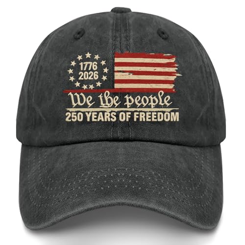 U.S. 250th Anniversary 250 Years Freedoms 1776-2026 Baseball Hats Funny - color: Pigment Black