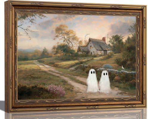 FTHMTN Vintage Gold Framed Halloween Wall Art,Cute Ghosts Canvas 9x11 inch - color: Ghosts, size: 11"L x 9"W