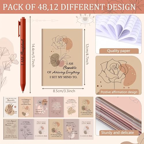 Mooliwe 96 Pcs Affirmation Notebooks Pens Bulk Gifts, Gratitude,Elegant - style: Elegant