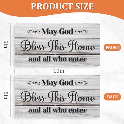 Christian Home Decor May God Bless This Home Sign Printed Wall Art God Bless Sign Decorative Wall Plaque Religious Porch Decoration Housewarming Decor for Front Door 10x5 Inches PVC Hanging Plaque