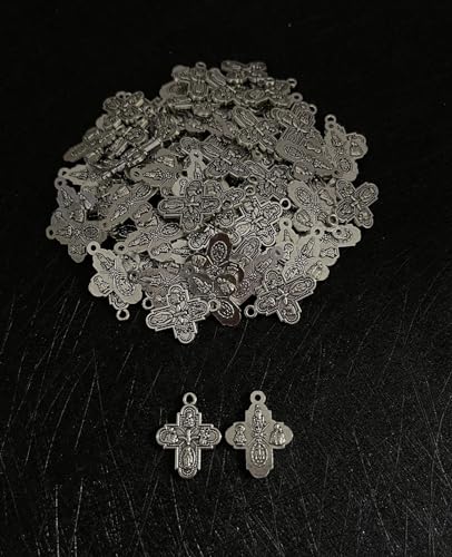 COTTVOTT Saint Therese of Lisieux/Saint Mother Teresa of Calcutta/Divine Mercy Jesus/Mater Dolorosa Patron Saint Medal Charm Pendant for DIY Rosary Necklace Bracelet Jewelry Making Part - color: 30pcs-Four Way Cross medal