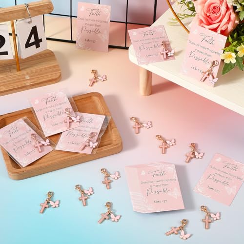 Unittype 36 Sets Christian Keychains Cross Charms for Women - style: Butterfly