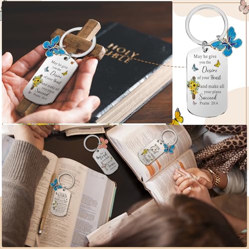 Misdary 12 Pcs Christian Bible Verse Keychain Bulk for Women - style: English