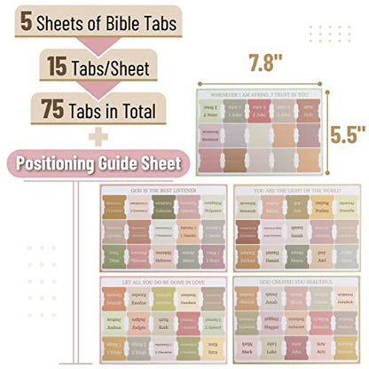 Mr. Pen- Bible Tabs, 75 Boho Theme Laminated Tabs for Women and Men - color: Boho
