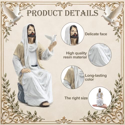 Sieral Jesus Christ Statue with Dove, 7 Inch Resin Jesus Figurine