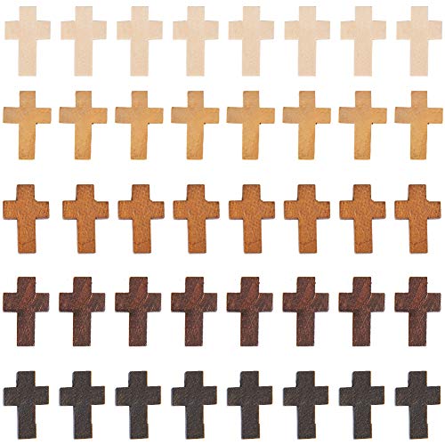 SUNNYCLUE 1 Box 60Pcs 5 Colors Wood Cross Pendants Easter Holidays Natural Wooden Small Cross Charms Pendants for Party Favors Easter Holiday Necklace Jewelry Making DIY Craft Handmade Accessories - color: 60Pcs 5 Colors 22x15mm