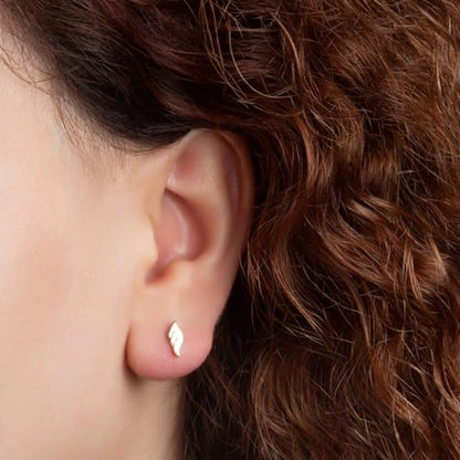Women's 10K or 14K Yellow Gold Guardian Angel Stud Earrings - color: 10K Yellow Gold