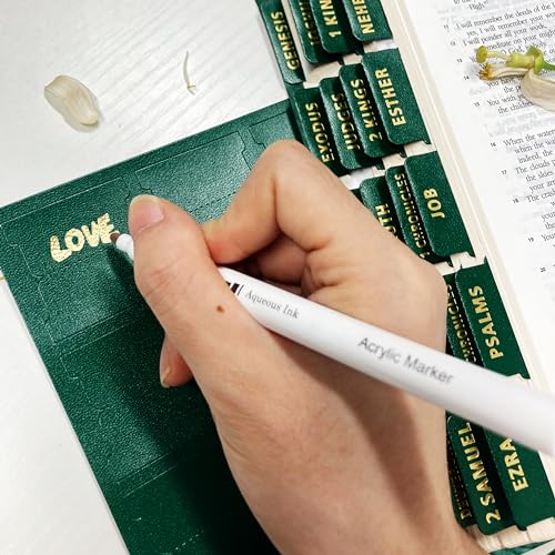 Bible Tabs for Women & Men Green – 80 Gold Foil (66+14 Blank) - color: Green