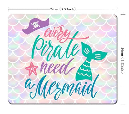 TSSOHU Every Salty Pirate Needs a Mermaid Inspirational Quote Mouse Pad for Office Computers&Laptop with Designs Printed, Non-Slip Rubber Base Mousepad Gaming Mouse Pads,9.5x7.9x0.12 Inch, WMJMP2438 - color: WMJ138