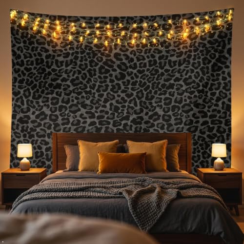 Erosebridal African Cheetah Tapestry For Bedroom Aesthetic,Leopard Print Tapestry 59x82,Grey Animal Skin Wall Hanging,Wildlife Wall Tapestries - color: Grey Black, size: 82.7"L x 59.1"W