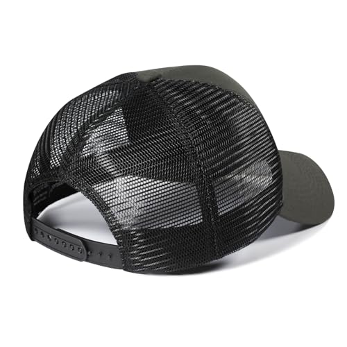 Baseball Cap, American Flag Trucker Hat for Men Women, Breathable Adjustable Fit Outdoor Mesh Snapback Hats - color: Olive/Black Flag
