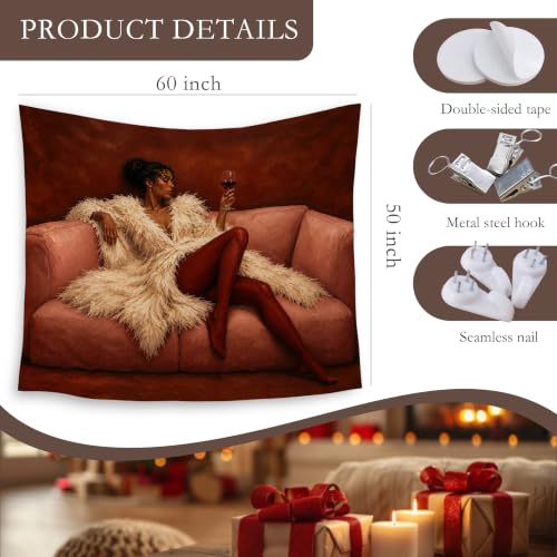 HUGANE Fashion Black Woman Tapestry Wall Decor 50x60 Inch - color: colour-02