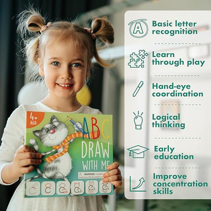 ABC Draw with Me 2-Pack – Learn to Draw ABC & Letter Tracing Cards Ages 3-6 - size: Medium (Pack of 2)