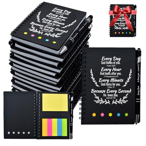 Tarevaniwa 400 Pcs Bulk Christian Gifts Prayer Journal for Woman - 200 Set Religious Notepad with Christian Pen - Bible Notebook - Church Gifts for Inspirational, Bible Study, Devotions (Black) - color: Black, size: 200