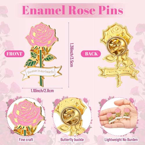 Misdary Funeral Favors Guest Memorial Rose Pin - color: Pink