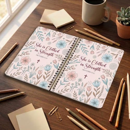 Aesthetic Bible Journal for Women, Religious Gift for Christians - color: Bible Verse Proverbs 31:25