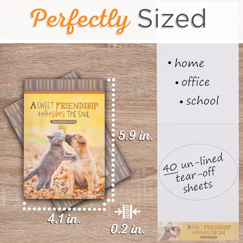 Christian Art Gifts Small Scripture Notepad: Sweet Friendship Bible Verse - color: Dark Gray/Kitten & Puppy