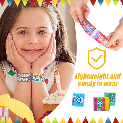 POPLAY 48PCS Christian Slap Bracelets, Snap Wristbands Bible Verses Religious Snap Bracelets for Kids Sunday School Gifts Classroom Prizes (Pack of 2) - size: 8.6 inches (Pack of 2)