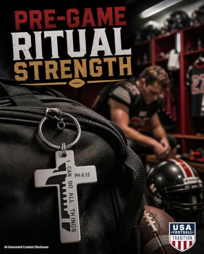 12 Pack Football Keychains with Philippians 4:13 Cross