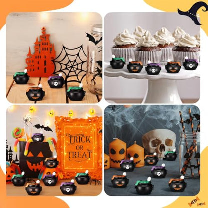 50 Pcs Halloween Mini Resin Figures Bulk Resin Witch Cauldron Figures - style: Witch Cauldron