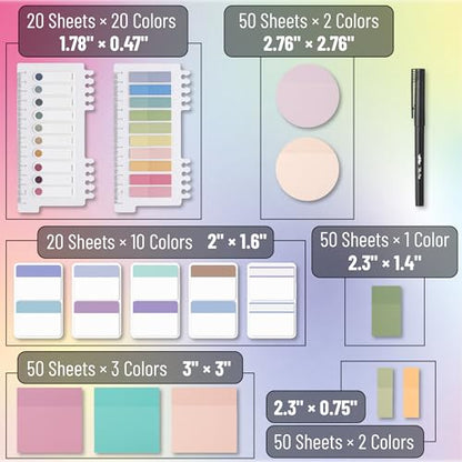 Mr. Pen- Transparent Sticky Notes Set, 1000 Sheets - size: Various
