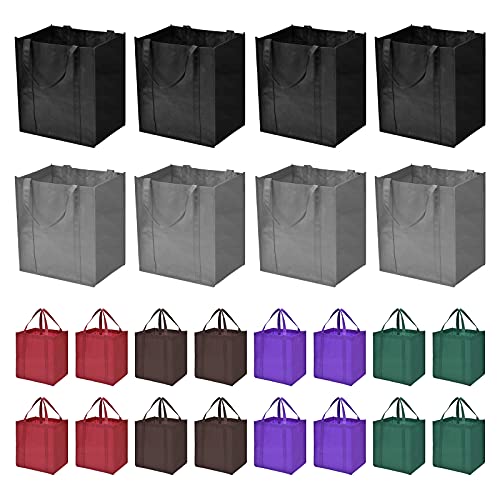 JERIA 24-Pack Reusable Grocery Bags，Large Washable Foldable Shopping Bags，Heavy Duty Tote Bags with Reinforced Handles - color: Multicolor