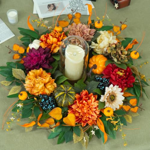 Fall Wreaths for Front Door 24 Inch, Rustic Farmhouse Harvest Autumn Wreath