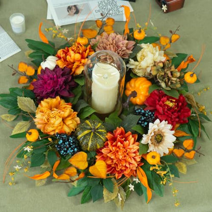 Fall Wreaths for Front Door 24 Inch, Rustic Farmhouse Harvest Autumn Wreath