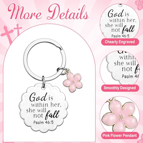 Nosiny 9 Pcs Christian Gift for Women Bulk Bible Verse Religious Keychain Baptism Faith Flower Cross Inspirational Gifts - style: Flower