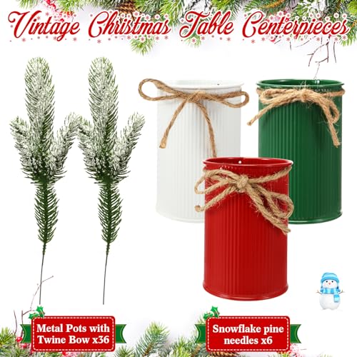 6 Set Christmas Table Centerpieces, Faux Snow Pine Table Decor, Classic - color: Classic