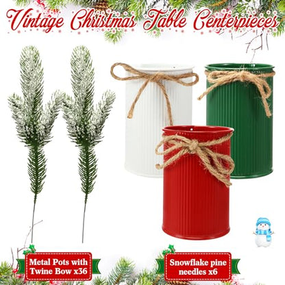 6 Set Christmas Table Centerpieces, Faux Snow Pine Table Decor, Classic - color: Classic