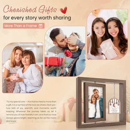 Valentine’s Day Gift - I Love You to the Moon and Back Picture Frame - Anniversary Wedding Birthday Christmas Gifts for Wife, Husband, Girlfriend, Him, Her, Couples Rotating 4x6 Picture Frame - color: Love You To The Moon And Back