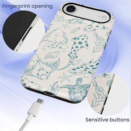Case for iPhone 17 Air,Drop Protection Hybrid 2-Layer Hard Phone Cover-Ocean Animal Whale Shark-Blue - color: Ocean Animal Whale Shark-Blue, size: iPhone 17 Air