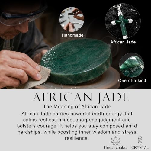 Lapis Lazuli/Amethyst Cross Necklace for Men Waterproof and Sweat-Resistant Suitable for both men and women With Adjustable Box Chain Christian Jewelry Father Day Gifts for Men - color: Green&Silver