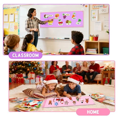 Felt Board for Toddlers, Double-Sided Flannel Board, Reversible Pink/Purple - color: Pink