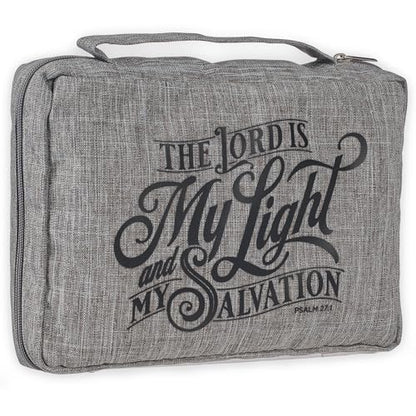 Christian Art Gifts Gray Polyester Bible Cover: Lord is My Light Bible Verse